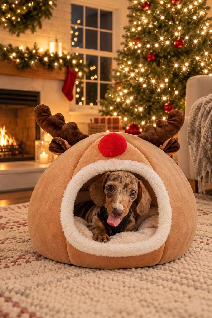 Perros con looks de la colección de Navidad de HOT DOGUE STUDIO