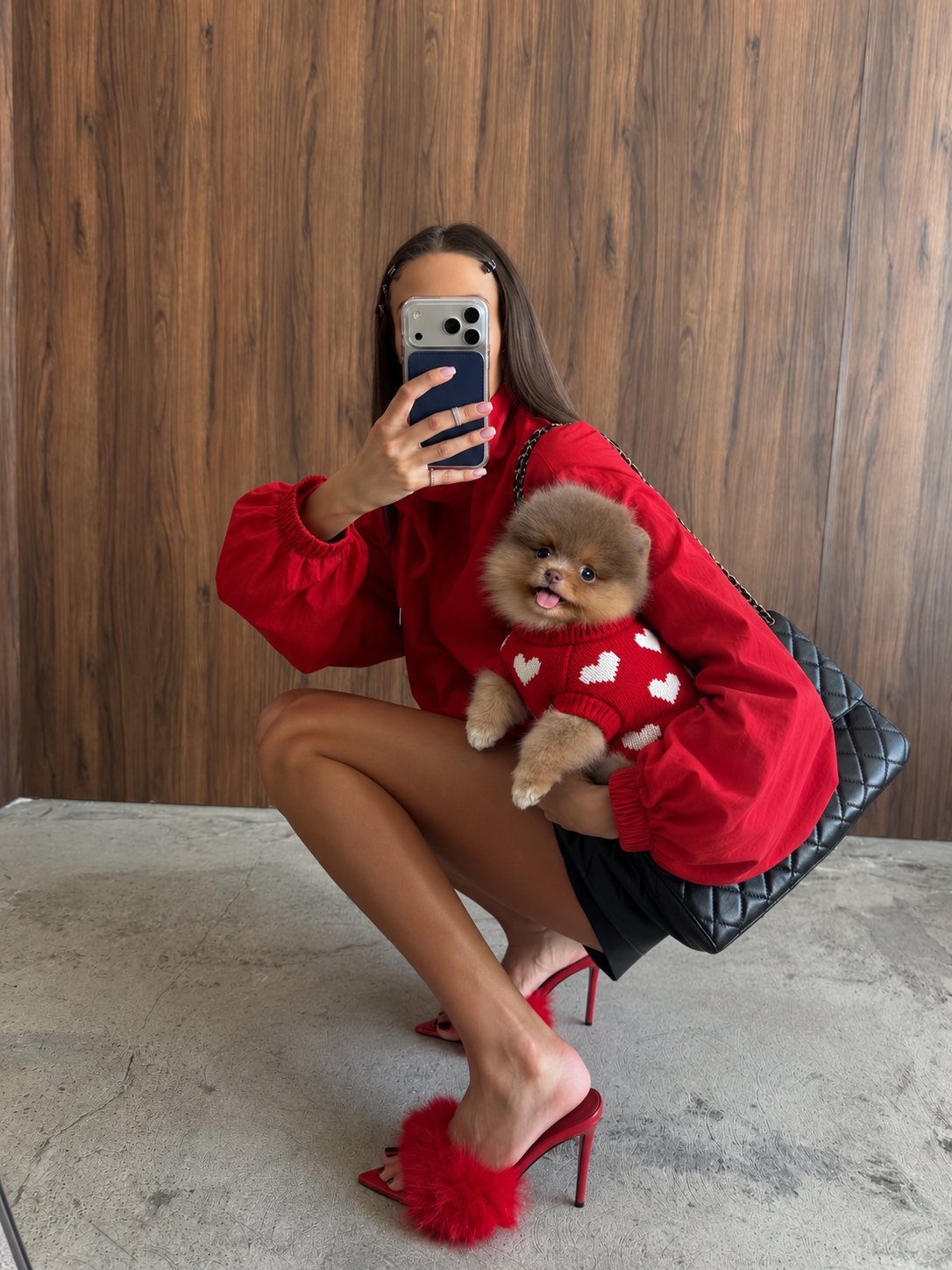 The Crush Sweater — perro con la prenda (Rojo)