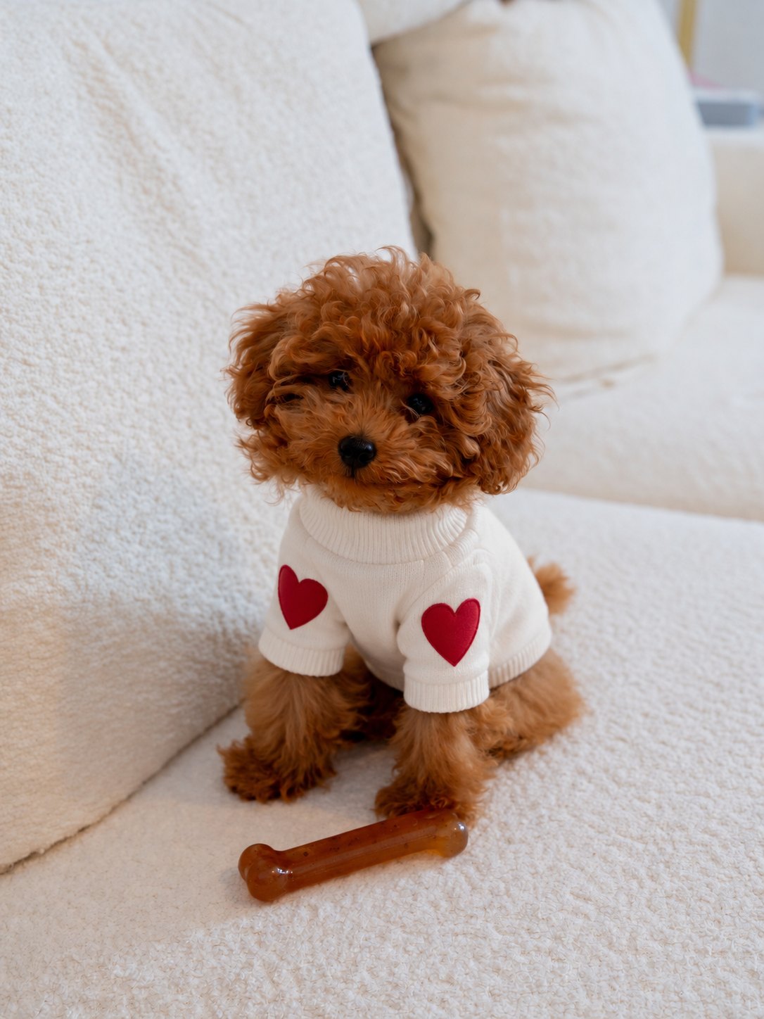 The Cupid Sweater — perro con la prenda (Beige)