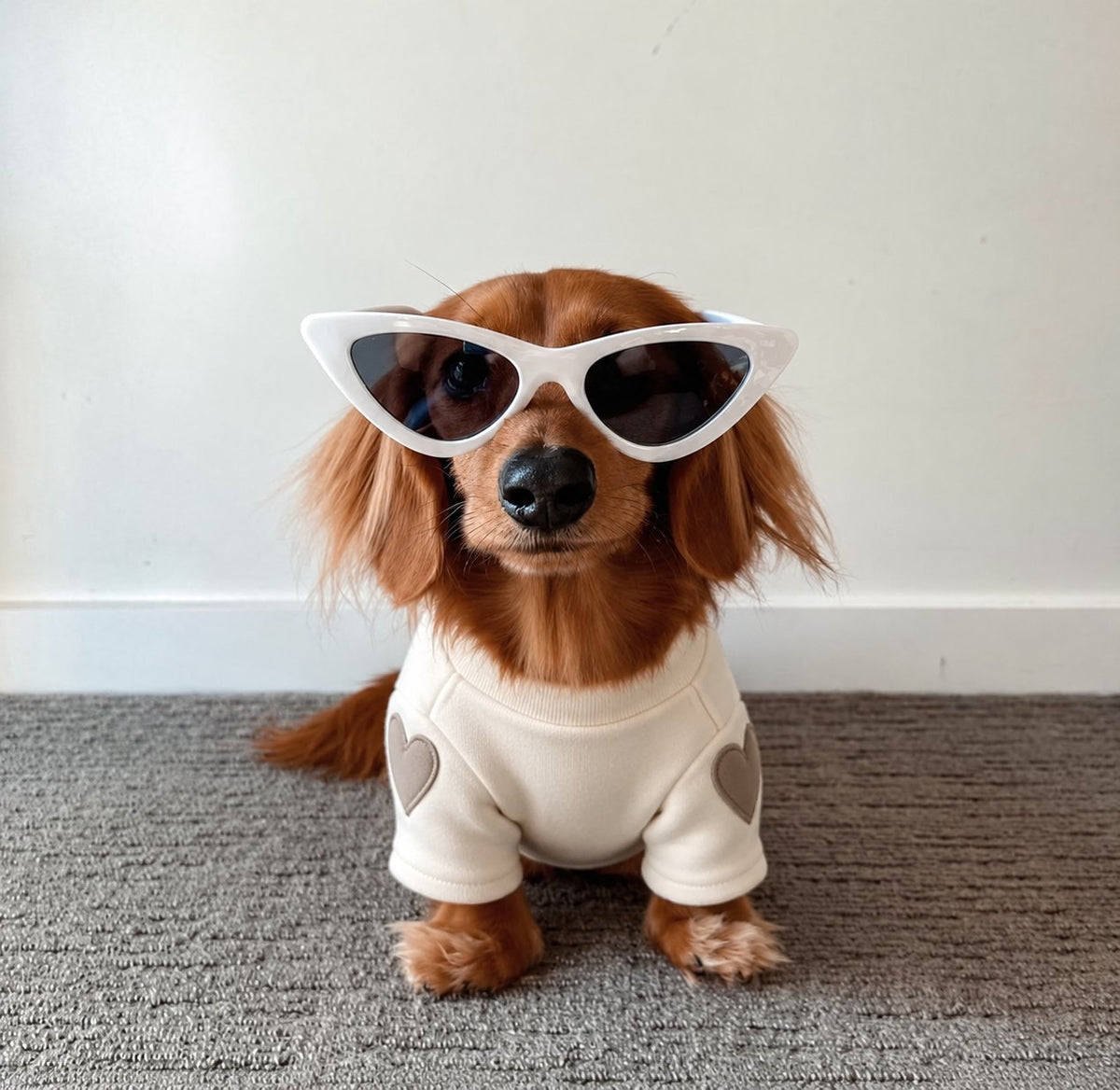 The Amour Sweatshirt — perro con la prenda (Beige)