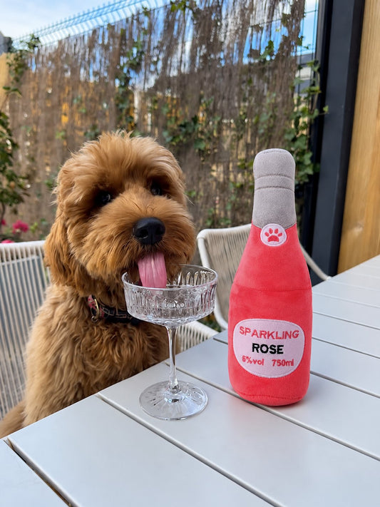 The Happy Hour Toy — perro con el juguete (Sparkling Rosé)