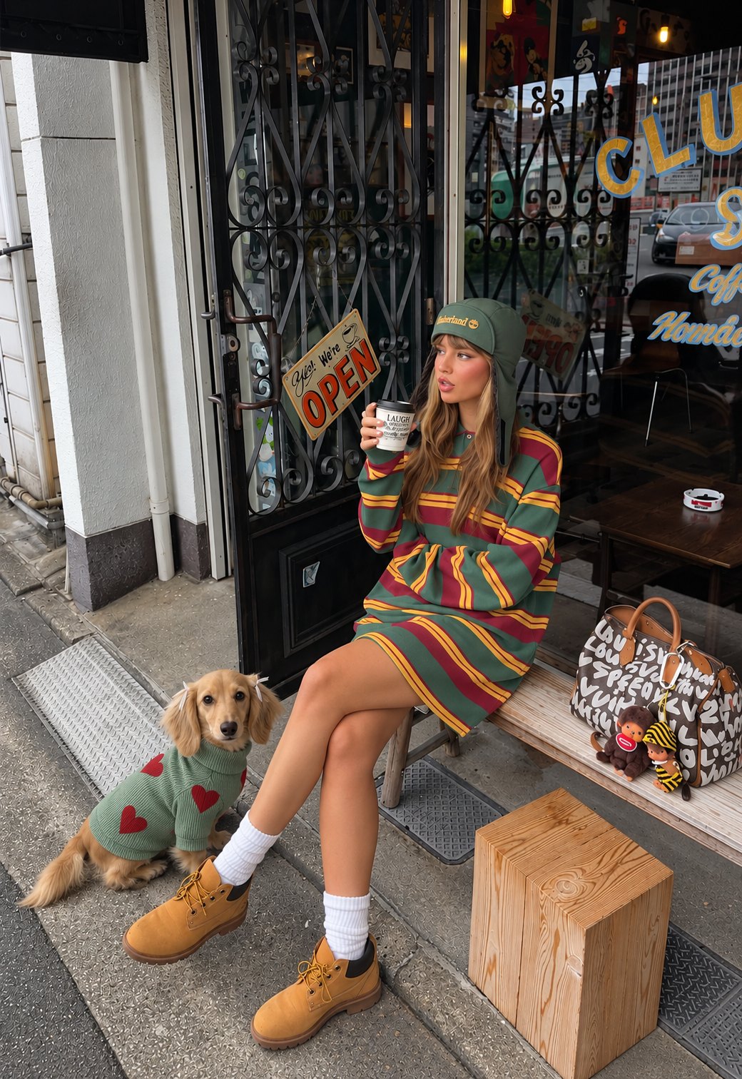 The Sweetheart Sweater — perro con la prenda (Verde)