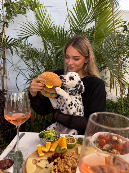 The Foodie Toy — perro con el juguete (Hamburguesa)