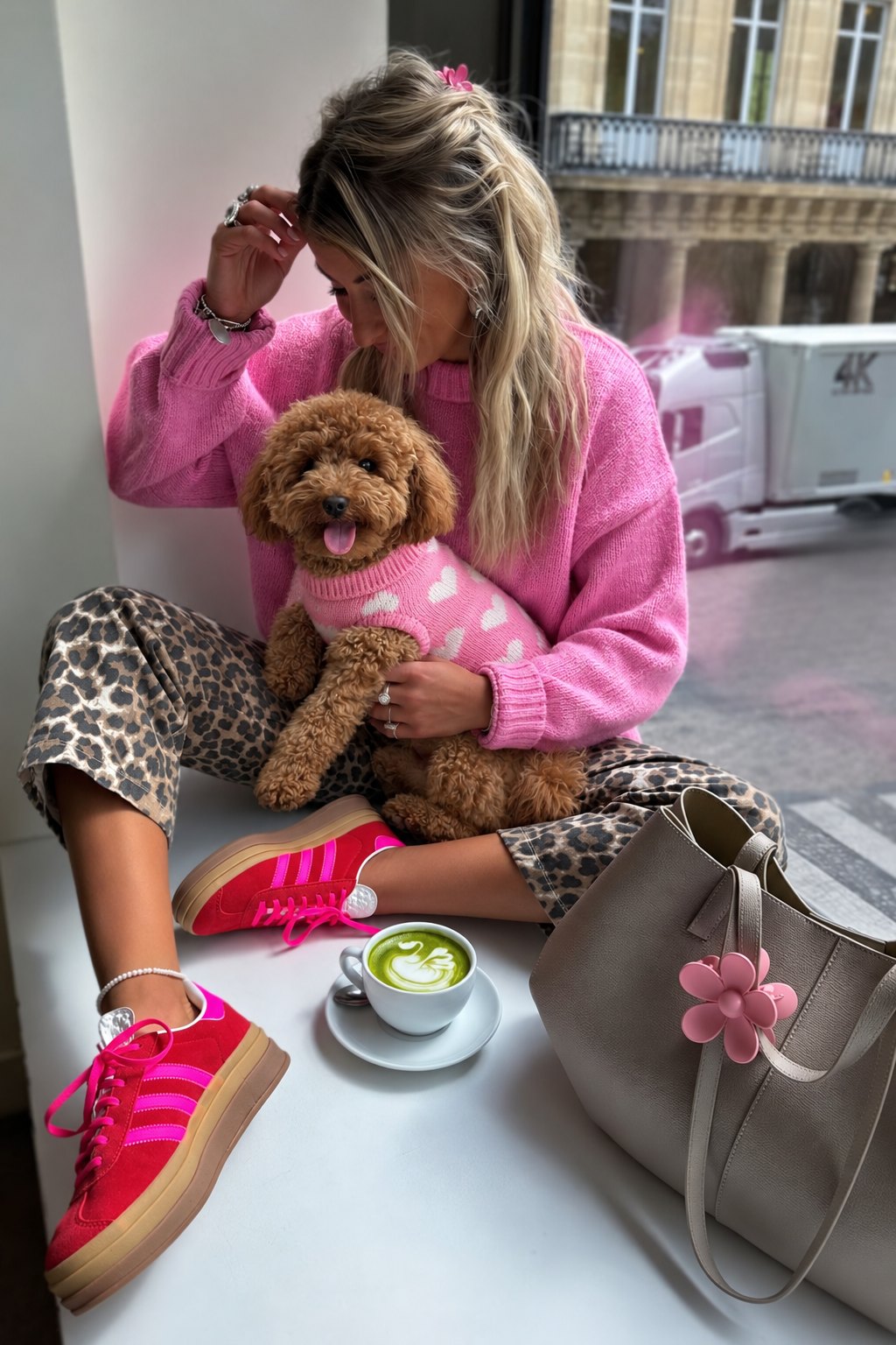 The Crush Sweater — perro con la prenda (Rosa)