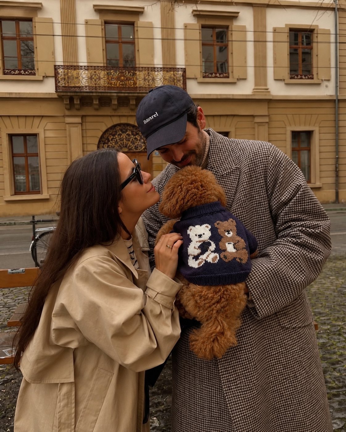 The Chalet Knit — perro con la prenda (Ositos azul marino)