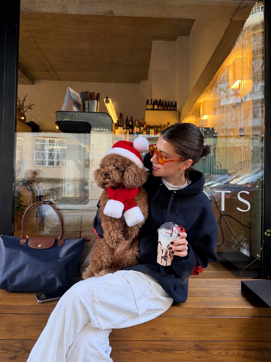 Set gorro y bufanda de Papá Noel — perro con la prenda