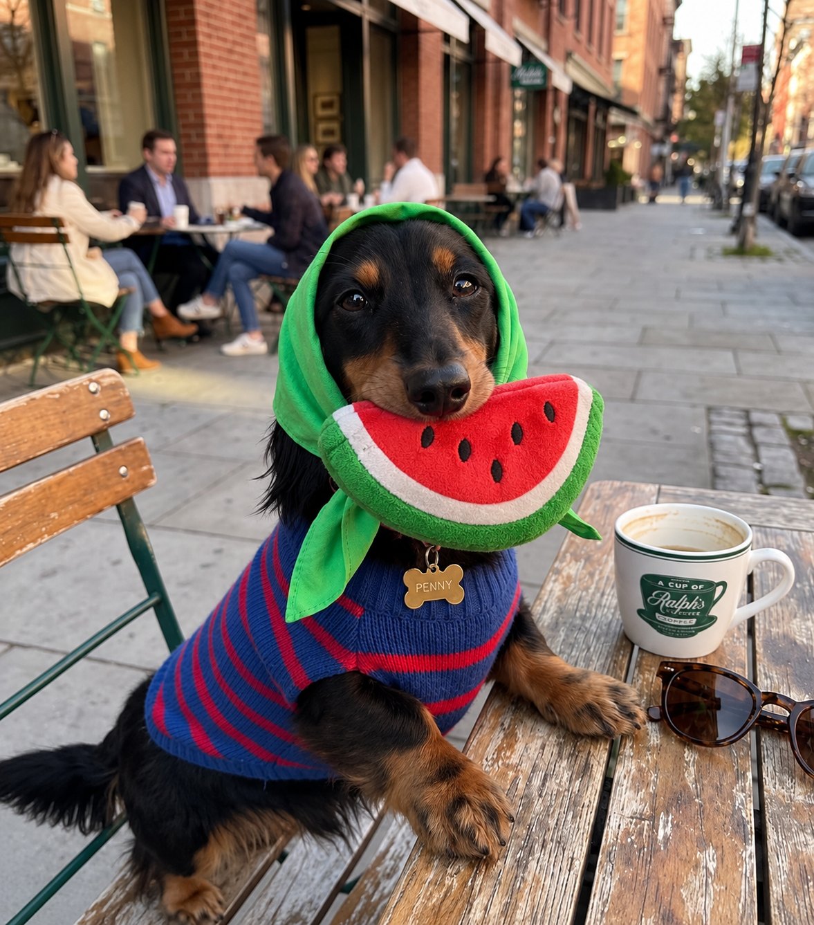 The Tutti Frutti Toy — perro con el juguete (Sandía)