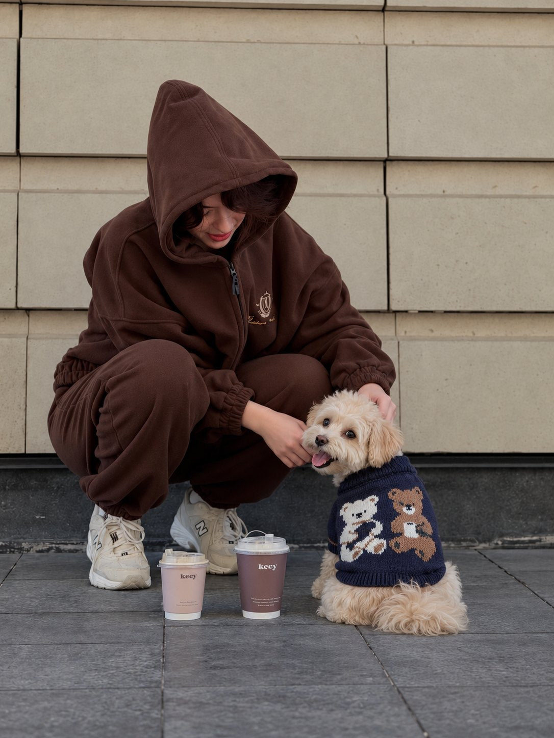 The Chalet Knit — perro con la prenda (Ositos azul marino)