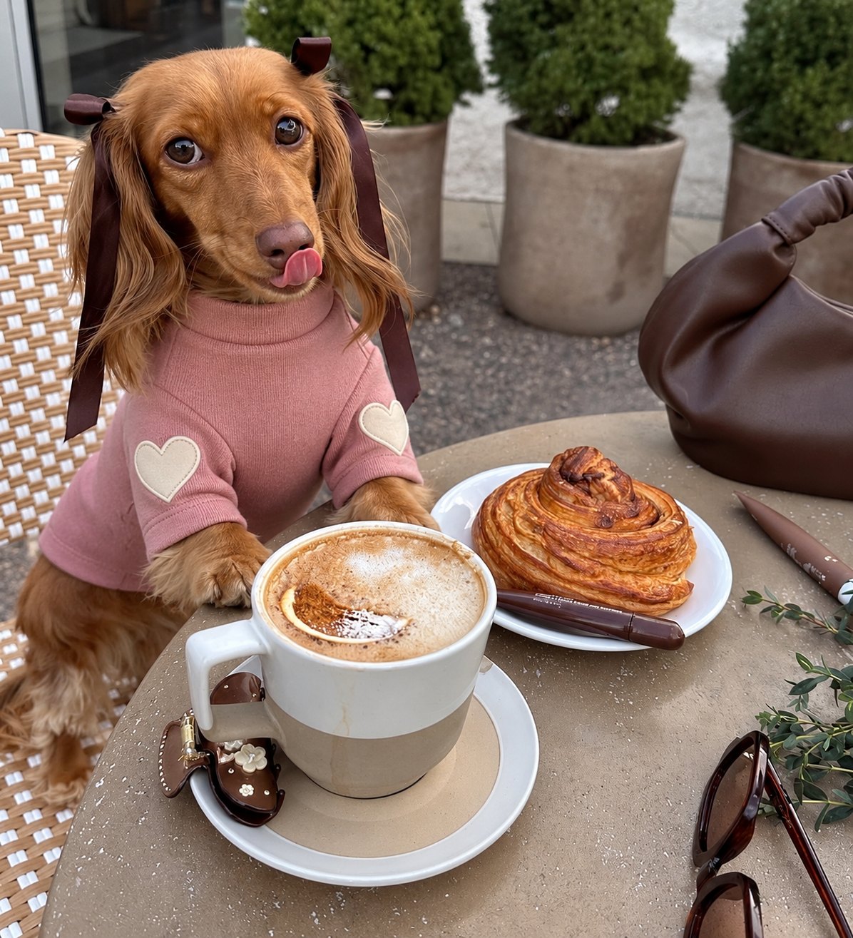 The Amour Sweatshirt — perro con la prenda (Rosa)