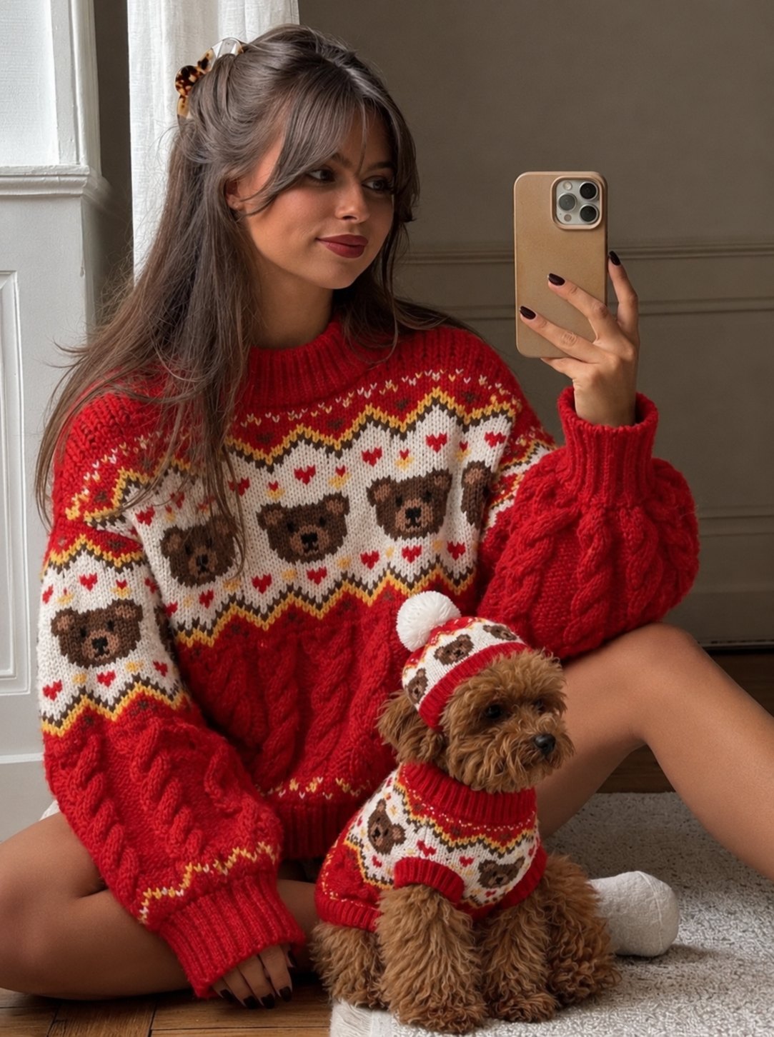 The Apple Pie Knit — perro con la prenda (Rojo)