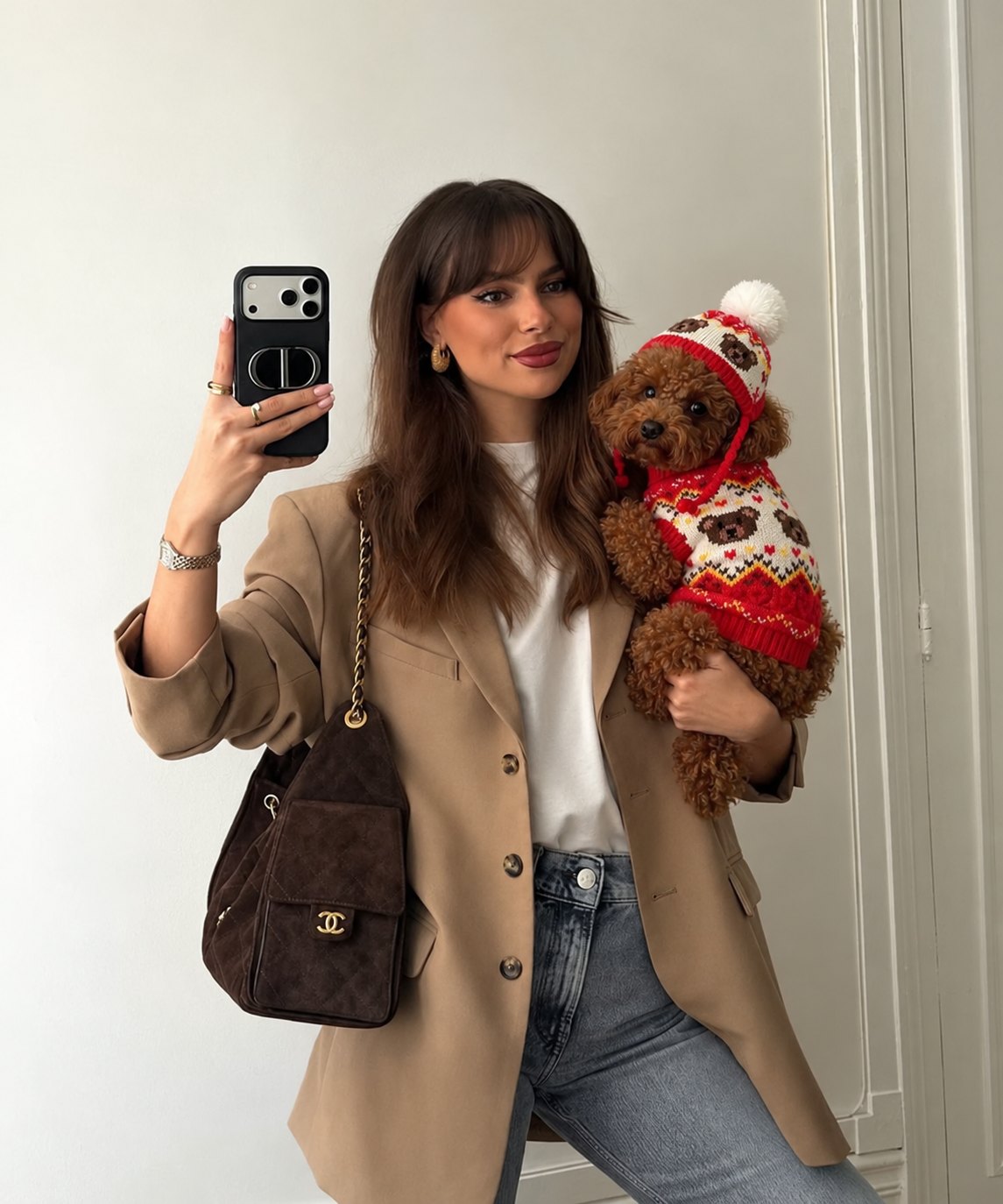 The Apple Pie Knit — perro con la prenda (Rojo)