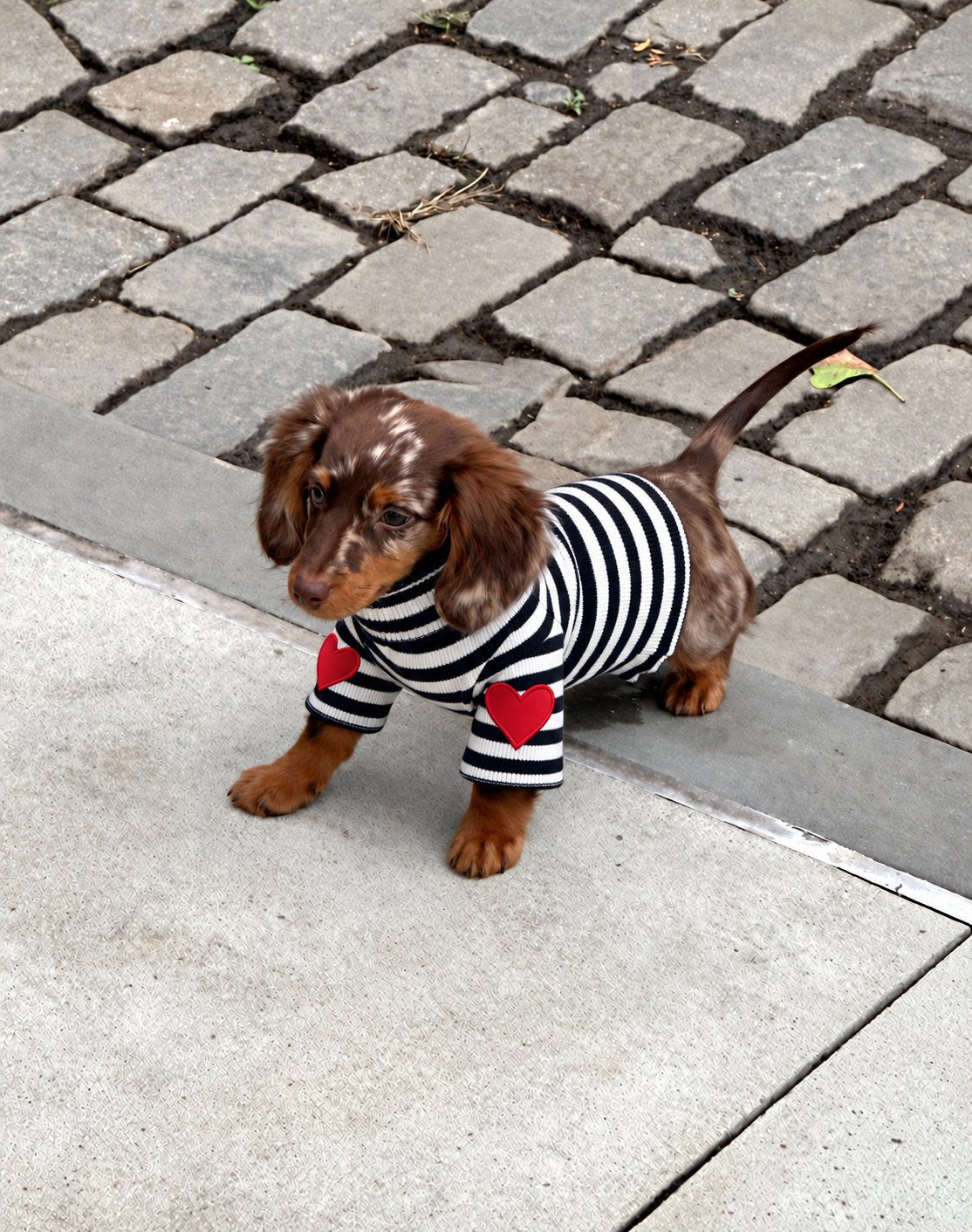 The Marinière Tee — perro con la prenda (Negro)