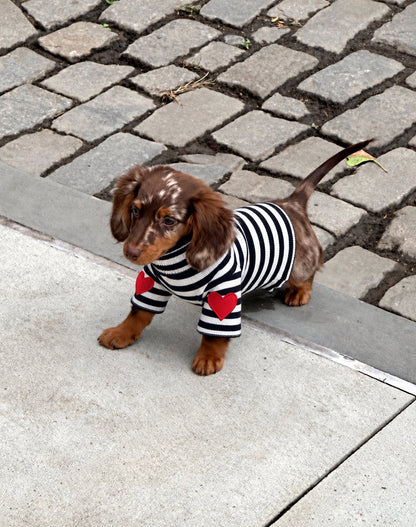 The Marinière Tee — perro con la prenda (Negro)
