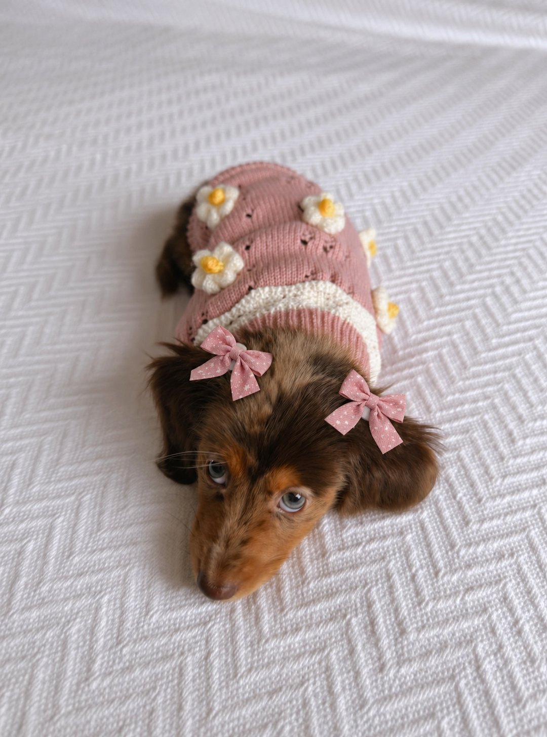 The Coquette Bows — perro con los lacitos (Rosa estrellitas)
