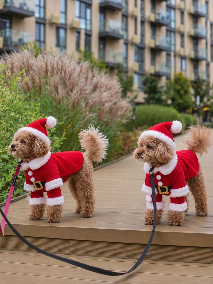 Perros con looks de la colección de Navidad de HOT DOGUE STUDIO